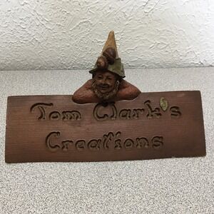 Vintage Tom Clarks Creations Advertising Sign Display Gnome Dealer Plaque 1983